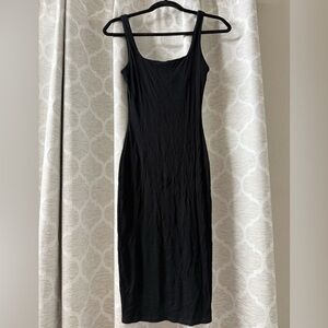 Black Square Neck Midi Dress